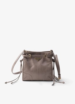 Prada Dames Bonnie Mini schoudertas van kalfsleer in de kleur Taupe