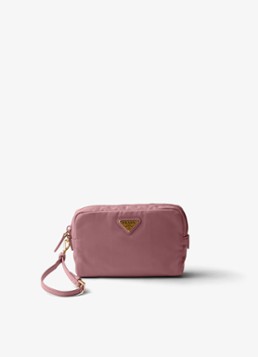 Prada Re-Nylon toilettas met leren details en logo Oudroze - Deal
