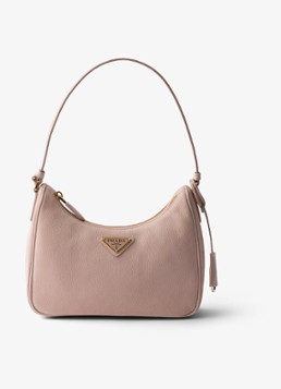 Prada Dames Re-Edition 2005 Mini schoudertas van nubuck in de kleur Oudroze