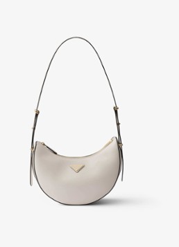 Prada Dames Arqué Small schoudertas van kalfsleer in de kleur Wit