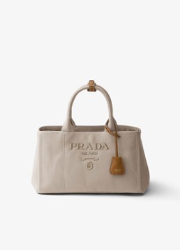 Prada Dames Jardinière Large handtas met logoborduring in de kleur Beige