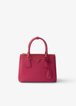 Prada Dames Galleria Small handtas van kalfsleer in de kleur Donkerroze