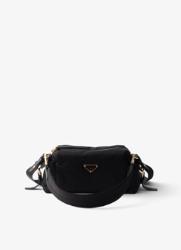 Prada Dames Explore Re-Nylon Small schoudertas met leren details in de kleur Zwart