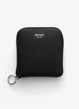 Prada Dames Re-Nylon tasbedel van leer met opbergbare tas in de kleur Zwart