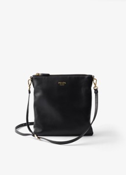 Prada Dames Schoudertas van lamsleer in de kleur Zwart