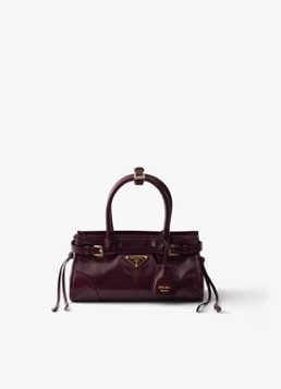 Prada Dames Bonnie Mini handtas van kalfsleer in de kleur Bordeauxrood