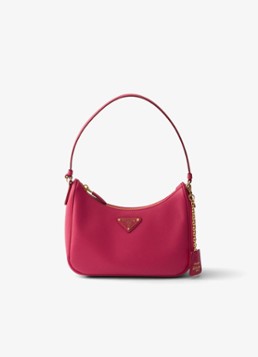 Prada Dames Re-Edition 2005 Mini schoudertas van kalfsleer in de kleur Roze