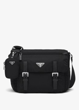 Prada Dames Re-Nylon schoudertas met logo in de kleur Zwart