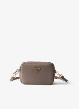 Prada Dames Mini crossbodytas van kalfsleer in de kleur Taupe