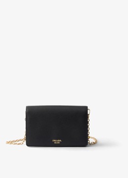 Prada Dames Mini crossbodytas van kalfsleer in de kleur Zwart