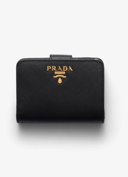Prada Dames Small portemonnee van kalfsleer in de kleur Zwart