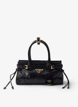 Prada Dames Bonnie Mini handtas van kalfsleer in de kleur Diepzwart