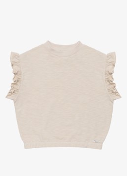Donsje Amsterdam Meisjes Nuriel top met ruches in de kleur Zand, maat: 1Y-2Y=86