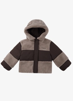 Donsje Amsterdam Jongens Jack met capuchon en logoborduring in de kleur Donkerbruin, maat: 1-2Y=86