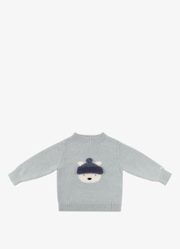 Donsje Amsterdam Dames Den fijngebreide trui van merino wol in de kleur Blauwgrijs, maat: 9-12M=74