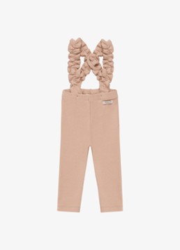 Donsje Amsterdam Meisjes Enzi ribgebreide legging met bretels van katoen in de kleur Bruin, maat: 24-30M=92