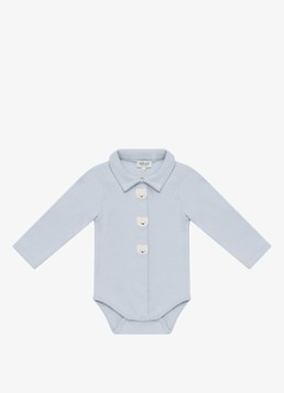 Donsje Amsterdam Meisjes Finnian Polar Bears romper van katoen in de kleur Lichtblauw, maat: 3-6M=62