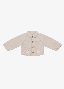 Donsje Amsterdam Meisjes Kesi Swans jack met borduring in de kleur Taupe, maat: 12-18M=80