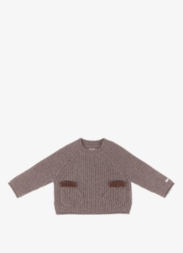 Donsje Amsterdam Meisjes Pawien grofgebreide trui van merino wol in de kleur Donkerbruin, maat: 12-18M=80