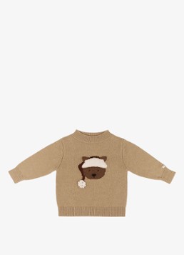 Donsje Amsterdam Meisjes Fijngebreide trui van merino wol in de kleur Beige, maat: 2-3Y=98