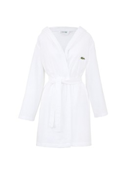 Lacoste Dames L Confort badjas met logoborduring in de kleur Wit