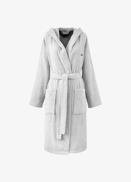 Lacoste Dames L Open badjas van katoen - unisex in de kleur Lichtgrijs