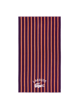Lacoste L Sunstripe strandlaken - 90 x 160 cm Aubergine - Deal