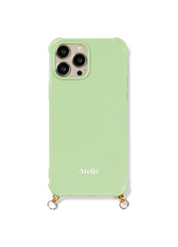 Ateljé Dames Telefoonhoes voor iPhone 14 Pro Max in de kleur Lichtgroen, maat: 1maat