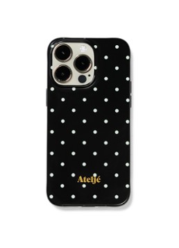 Ateljé Dames Polkadot telefoonhoes voor IPhone 13 Pro Max in de kleur Zwart, maat: 1maat