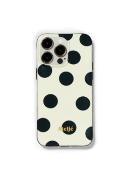 Ateljé Dames Polkadot telefoonhoes voor IPhone 14 Pro Max in de kleur Wit, maat: 1maat