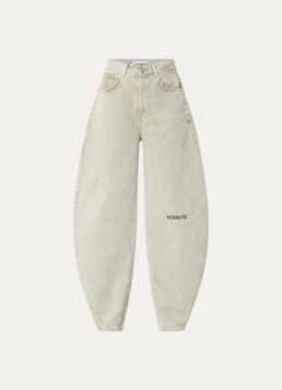 Stieglitz Dames Benito high waist wide fit jeans met gekleurde wassing in de kleur Lindegroen, maat: 34