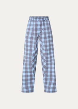 Stieglitz Dames Briana mid waist wide fit broek met ruitdessin in de kleur Blauw, maat: 38