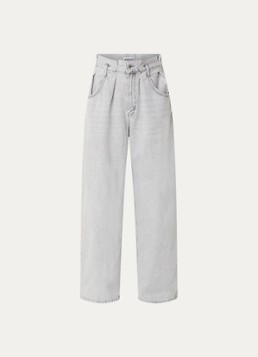 Stieglitz Dames Yuri high waist wide fit jeans met gekleurde wassing in de kleur Lichtgrijs, maat: 40