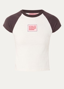 Stieglitz Dames Baby cropped T-shirt met logoborduring in de kleur Wit, maat: S