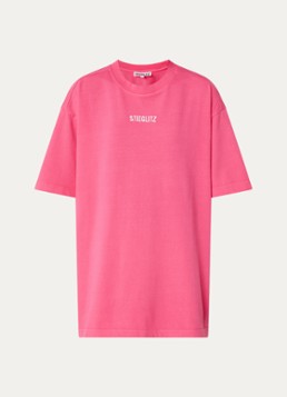 Stieglitz Dames Worn-out oversized T-shirt met logoborduring in de kleur Donkerroze, maat: s