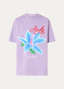 Stieglitz Dames Claudia oversized T-shirt met logoprint in de kleur Paars, maat: xxs