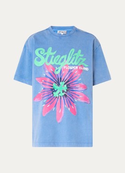 Stieglitz Dames Elida oversized T-shirt met logoprint in de kleur Blauw, maat: s