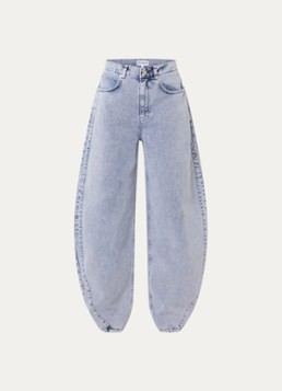 Stieglitz Dames Benito mid waist balloon jeans met gekleurde wassing en backprint in de kleur Blauw, maat: 38