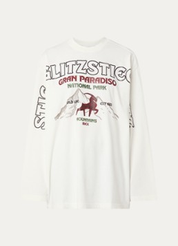 Stieglitz Dames Gineva longsleeve met print in de kleur Gebroken wit, maat: xl