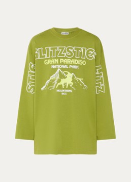 Stieglitz Dames Gineva longsleeve met print in de kleur Mosgroen, maat: xs