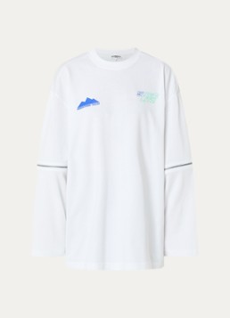 Stieglitz Dames Mare oversized longsleeve met logo- en backprint in de kleur Wit, maat: l