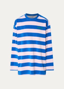 Stieglitz Dames Stina longsleeve met streepprint en logo in de kleur Blauw, maat: l