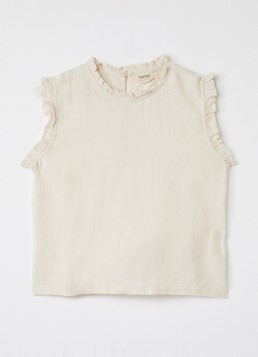 MarMar COPENHAGEN Meisjes Tirra top van linnen in de kleur Beige, maat: 4Y=104