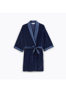Laurence Tavernier Dames Badjas van fluweel in de kleur Donkerblauw