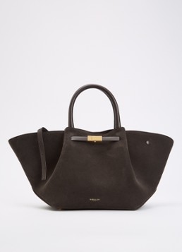 DeMellier Dames The Midi New York handtas van suède met afneembare schouderriem in de kleur Donkerbruin, maat: ONE SIZE