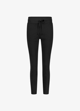 Studio Anneloes Dames Startup mid waist cropped tapered fit pantalon van travelstof in de kleur Zwart, maat: XL