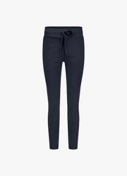 Studio Anneloes Dames Startup mid waist cropped tapered fit pantalon van travelstof in de kleur Donkerblauw, maat: XXL