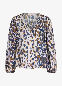 Studio Anneloes Dames Kylie top van satijn met print in de kleur Gebroken wit, maat: XL