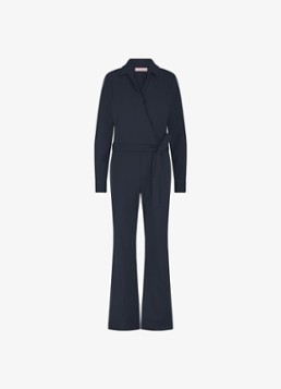 Studio Anneloes Dames Wide fit jumpsuit met strikceintuur in de kleur Blauw, maat: XL