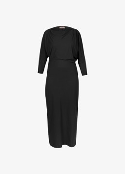 Studio Anneloes Dames Ineke midi jurk met boothals in de kleur Zwart, maat: L